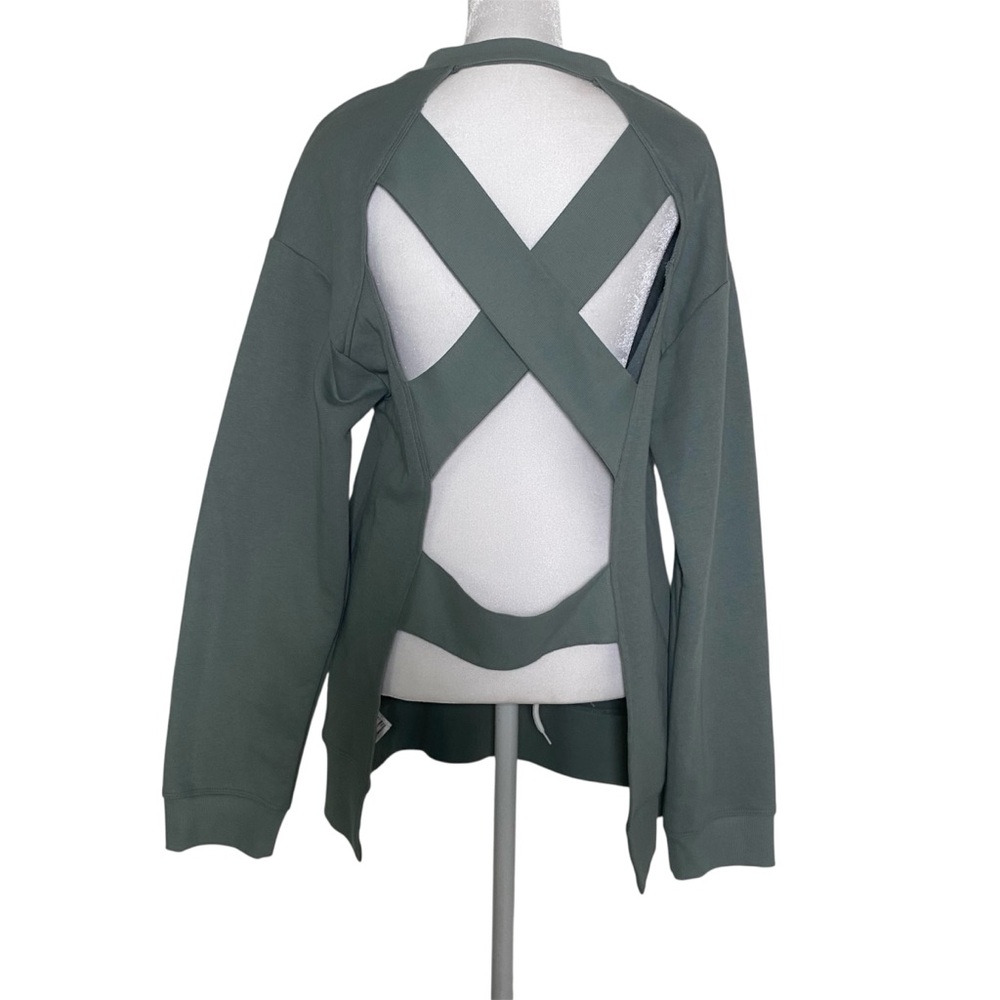 Topshop Open Cross Back Yoga, Athleisure, Casual Pullover Sweater Green Sz 8